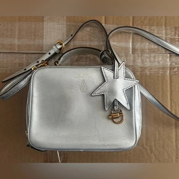Mark Cross Mini Silver Leather Bag Crossbody - Picture 1 of 11